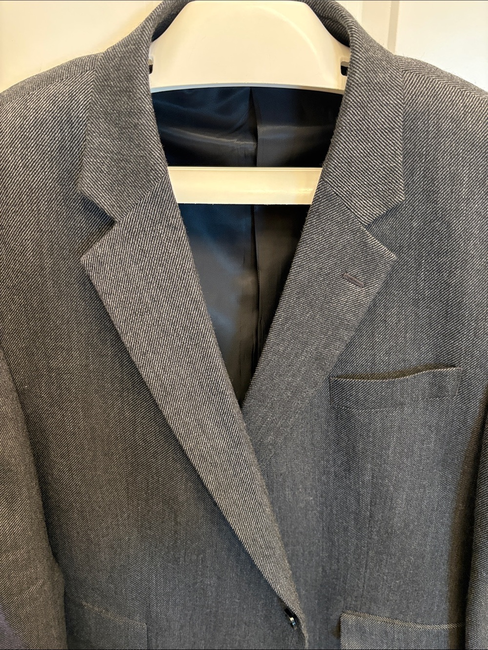 Stafford Men's Dark Charcoal Wool Notch-Lapel Two-Button Blazer 52R Sport Coat - Picture 2 of 12